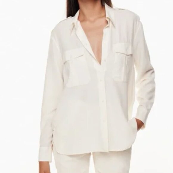 Babaton Tops - Aritzia Babaton Claudel Silk Shirt Button-Up Utility Blouse